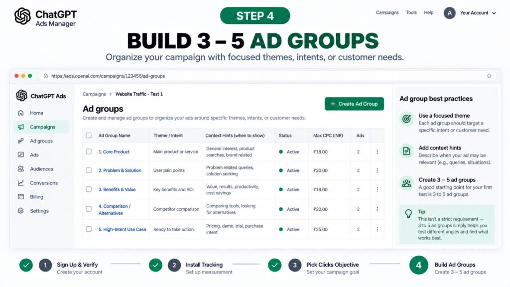 Step 4: Build Three to Five Ad Groups