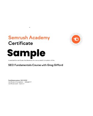 Semrush certification card