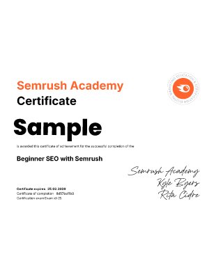 Semrush certification card