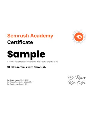 Semrush certification card
